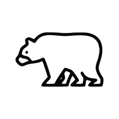 A simple black outline of a bear is centere. line icon editable stroke