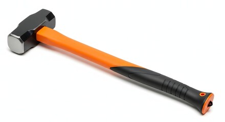 Orange Sledge Hammer Tool Isolated on White Background