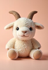 Fototapeta premium The main subject is a goat, which should be a plush toy with soft, stylish fur