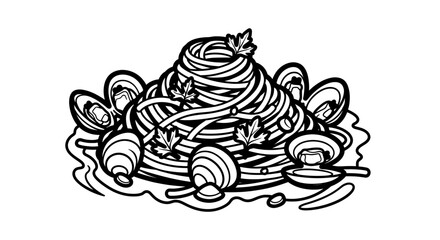 Delicious pasta dish with clams and fresh herbs a culinary masterpiece.