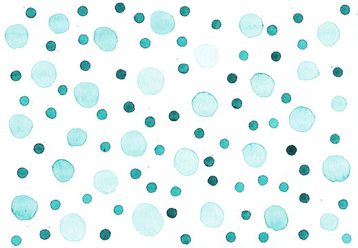 Turquoise watercolor dot pattern background with abstract art design