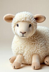 The main subject is a sheep, which should be a plush toy with soft, stylish fur