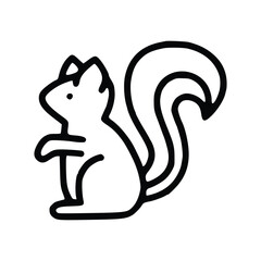 Black and white line drawing of a squirrel sitting. line icon editable stroke
