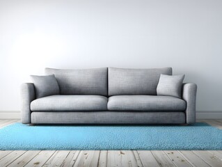 Minimalist Interior Design with Soft Blue Accent Rug