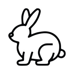 Line art rabbit side view curved body distinct long ears short tail. line icon editable stroke