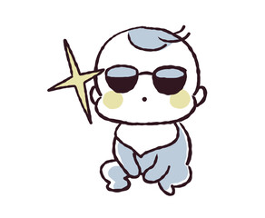 サングラスをかけている赤ちゃんのイラスト