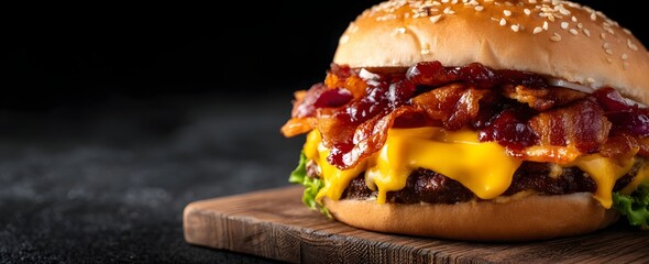Delicious Burger with Cheese and Toppings