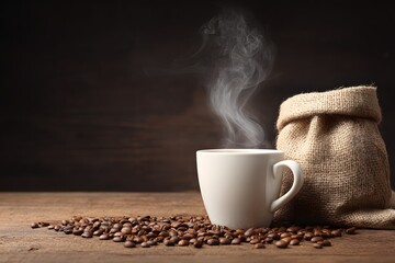 Aromatic Coffee Beans and Warm Cup of Joe