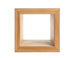 A small, square wooden frame, viewed from an angle, with a black center and clean design