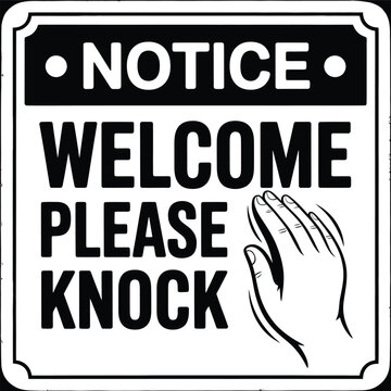 
Important courtesy notice: a bold vector sign instructing visitors to knock before entering a room.