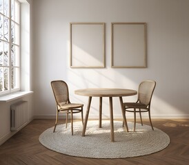 Minimalist Dining Room With Round Table Arrangement