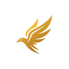 Obraz premium Golden eagle logo design on black background