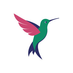 Obraz premium Stylized hummingbird in flight with vibrant colors on a black background