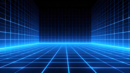 Futuristic Blue Digital Grid Environment
