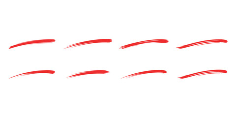 Red Brush Stroke Vector Set Paint Smear Graphic Element Isolated on White Background
