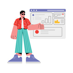 Modern analytic dashboard interface layout illustration