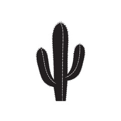 Iconic Saguaro Cactus Silhouette Desert Plant Symbol Vector Illustration Black and White Southwest Flora Design Element for Nature Graphics Minimalist Style
