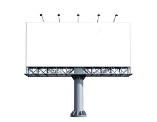 Obraz premium A large, empty roadside billboard with lighting fixtures against a solid black background
