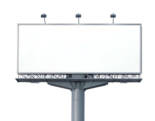 Blank outdoor advertising structure isolated on a black background, with three top lights