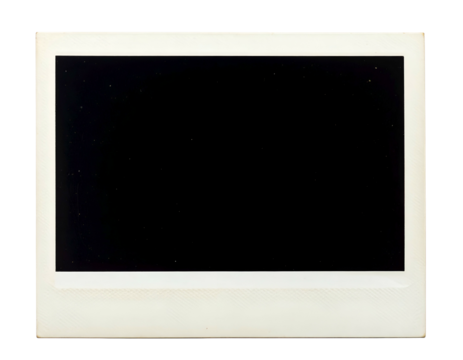 Isolated close-up of an antique, blank photo in a white border
