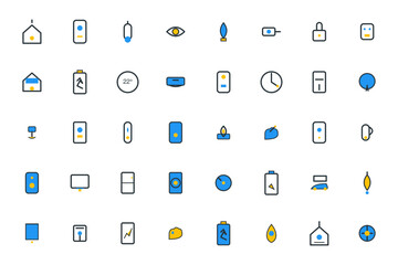 Smart Home and Energy Efficiency Icons – Automation, IoT Devices, and Eco Technology