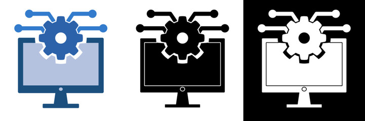 Computer System Automation Icon — Perfect for Technology, AI, and Software Development Projects