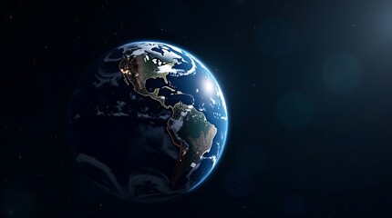 Fototapeta premium Earth and Moon from Space – Realistic Western Hemisphere View with Clouds, Light, and Celestial Depth