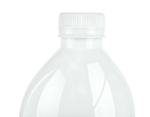 Close-up of a white plastic bottle top against a dark background, showcasing the cap's ribbed details