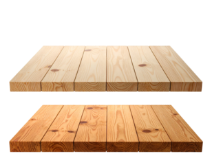 Two realistic, rectangular, wooden planks in different shades, against a transparent background