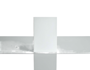 Abstract image of a white cube in a studio setting with a black background