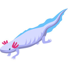 Light Purple And Blue Axolotl Creature With Pink Gills In A White Background And An Isometric Style 3d Render