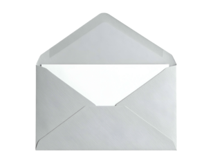 A realistic illustration of a simple opened envelope on a black background