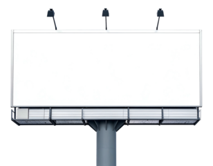 Large rectangular billboard structure with an empty white space for promotional content