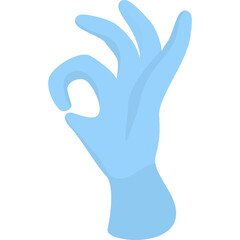 Light Blue Cartoon Hand Making OK Gesture Sign Isolated on White Background