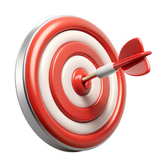 Red dart hitting center of bullseye target business achievement concept