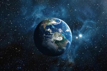Fototapeta premium Earth rotating in the vastness of space, surrounded by countless stars and nebulae