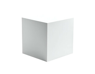 Isolated rendering of a plain white cube on a transparent background, showing geometric form