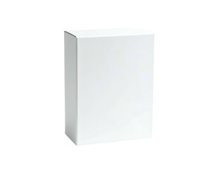 A stark white, rectangular box stands alone against a transparent black background