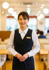 カフェで働く若い女性店員