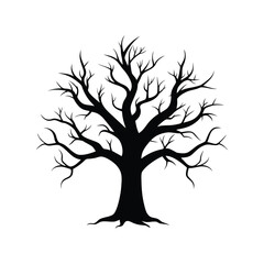 Obraz premium A festive and spooky vector illustration of a Halloween tree adorned with classic holiday decorations and a night sky.