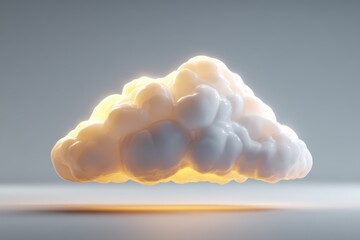 Glowing Cloud on a Gray Background: Atmospheric Digital Art