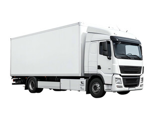 A white delivery truck isolated on a transparent background, ready for transport