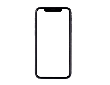 A sleek, black smartphone with a full-screen display, set against a dark background