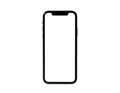 A black smartphone device, centered against a stark black background, in a frontal position