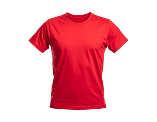 A vibrant, short-sleeved, crew neck apparel item in a bright, saturated red hue