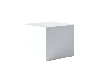 Isolated white 3D cube against a black background, minimalist and clean design