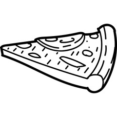 Line Art Slice of Pizza with Pepperoni and Cheese on a Transparent Background