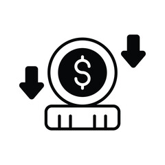 glyph icon showing money decline representing financial loss