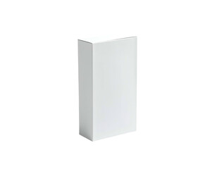 Isolated, plain, white vertical rectangular box against a stark black background