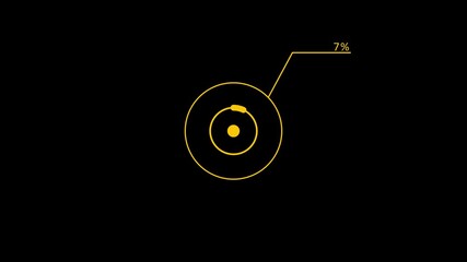 Digital loading icon animation 7% circle animation. percentage pie chart with dynamic visualization. 7% circle round donut chart infographic on black background. - Powered by Adobe